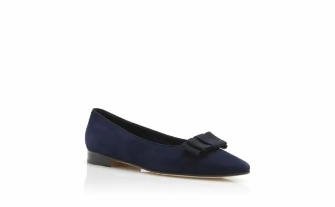 Flats Women Manolo Blahnik BULGATORANavy Suede Bow Detail Flat Pumps Flats Women Manolo Blahnik BULGATORANavy Suede Bow Detail Flat Pumps