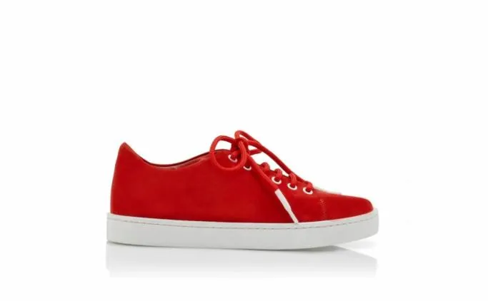 Flats Women Manolo Blahnik SEMANADABright Red Suede Low Cut Sneakers Flats Women Manolo Blahnik SEMANADABright Red Suede Low Cut Sneakers