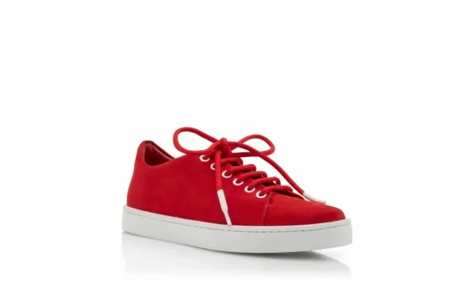 Flats Women Manolo Blahnik SEMANADABright Red Suede Low Cut Sneakers Flats Women Manolo Blahnik SEMANADABright Red Suede Low Cut Sneakers