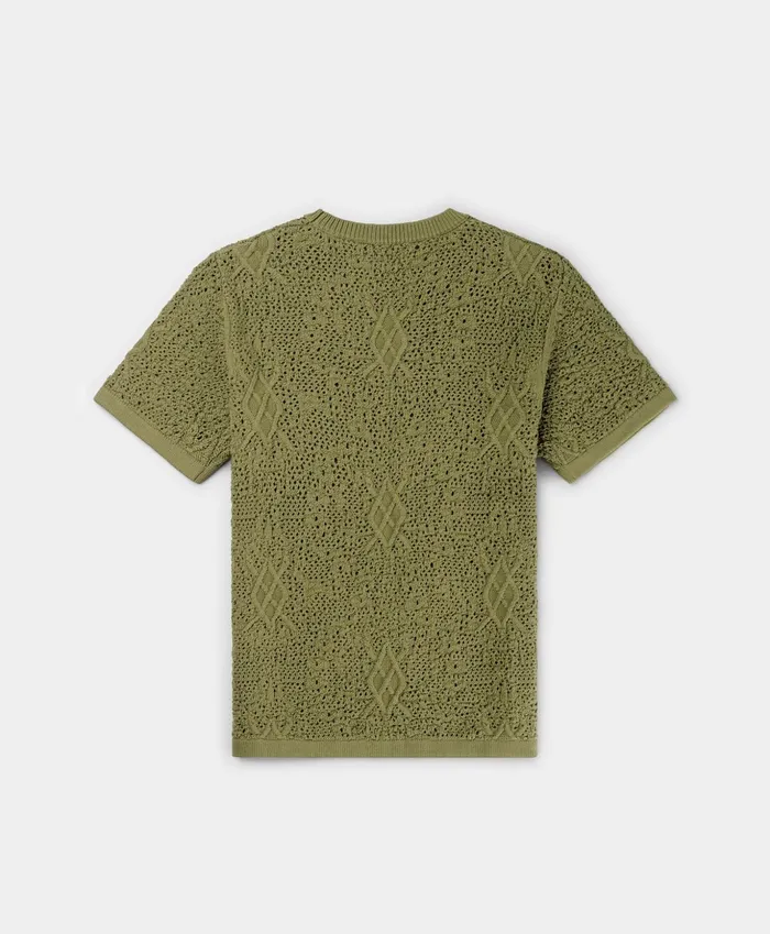 Four Leaf Green Shield Crochet TShirt Green Men Daily Paper Knitwear