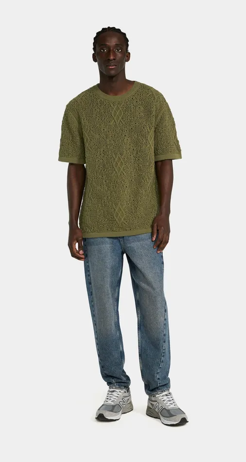 Four Leaf Green Shield Crochet TShirt Green Men Daily Paper Knitwear