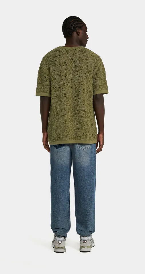 Four Leaf Green Shield Crochet TShirt Green Men Daily Paper Knitwear