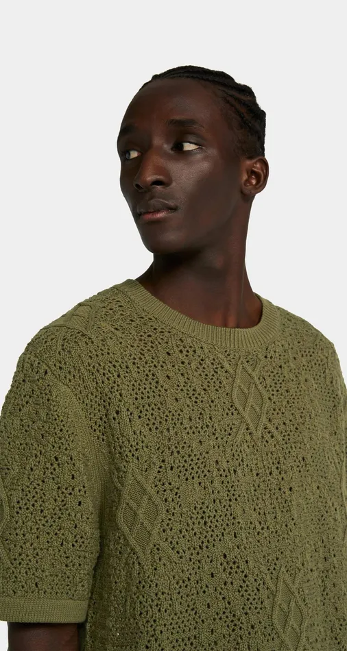 Four Leaf Green Shield Crochet TShirt Green Men Daily Paper Knitwear