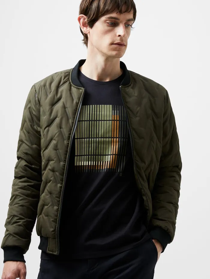 French Connection Abstract Line Organic Graphic TShirt Black Man TShirts and Polo Shirts
