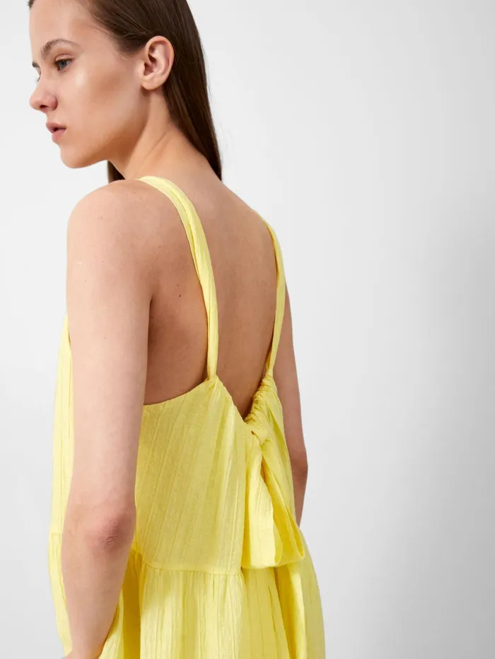 French Connection Aleska Textured Midaxi Dress Lemon Gelato Woman Maxi Dresses