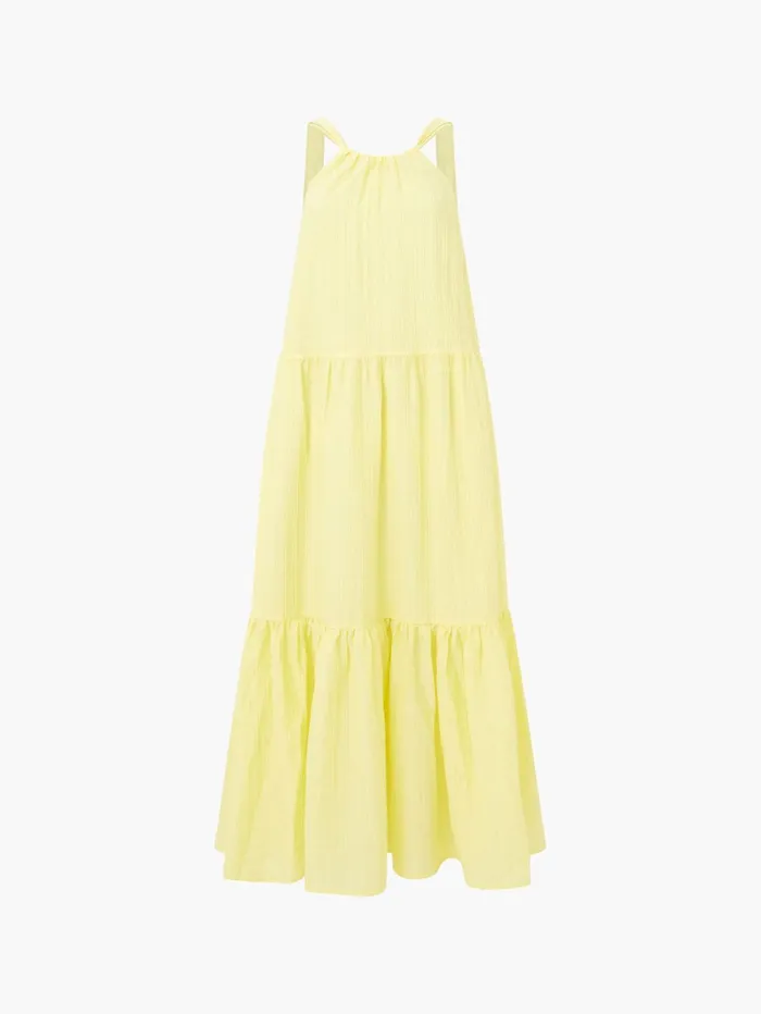 French Connection Aleska Textured Midaxi Dress Lemon Gelato Woman Maxi Dresses