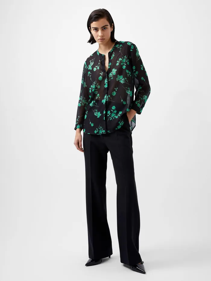 French Connection Alessandra Recycled Long Sleeve Shirt BlackoutMinted Green Woman Tops French Connection Alessandra Recycled Long Sleeve Shirt BlackoutMinted Green Woman Tops