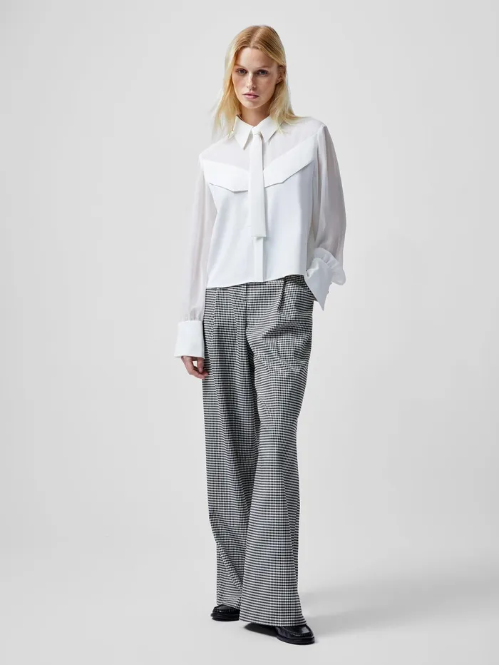 French Connection Arezzo Neck Tie Shirt Summer White Woman Tops
