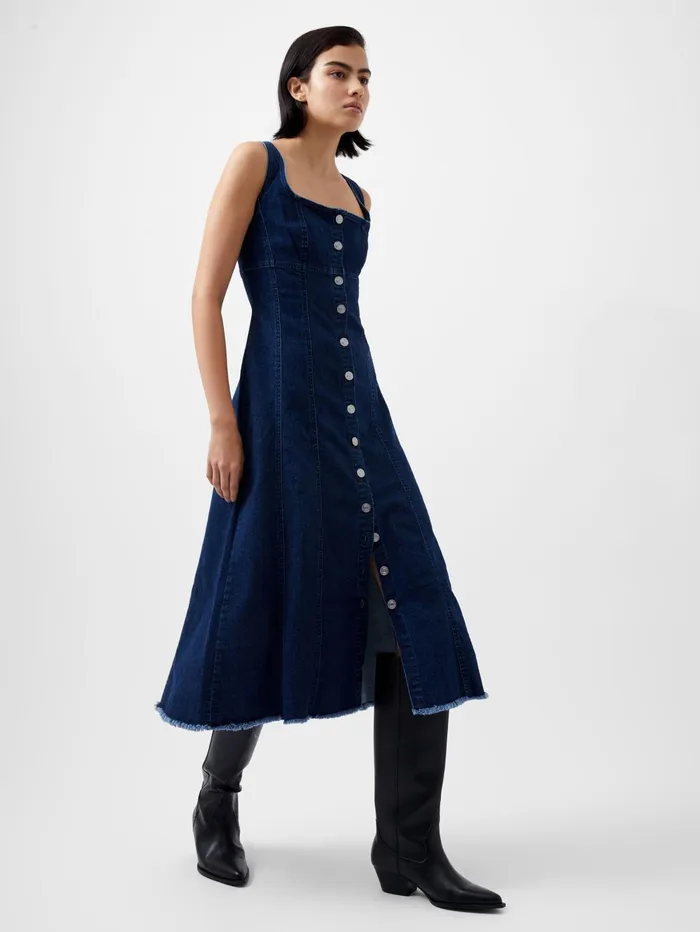 French Connection Arywode Denim Dress Mid Wash Woman Dresses
