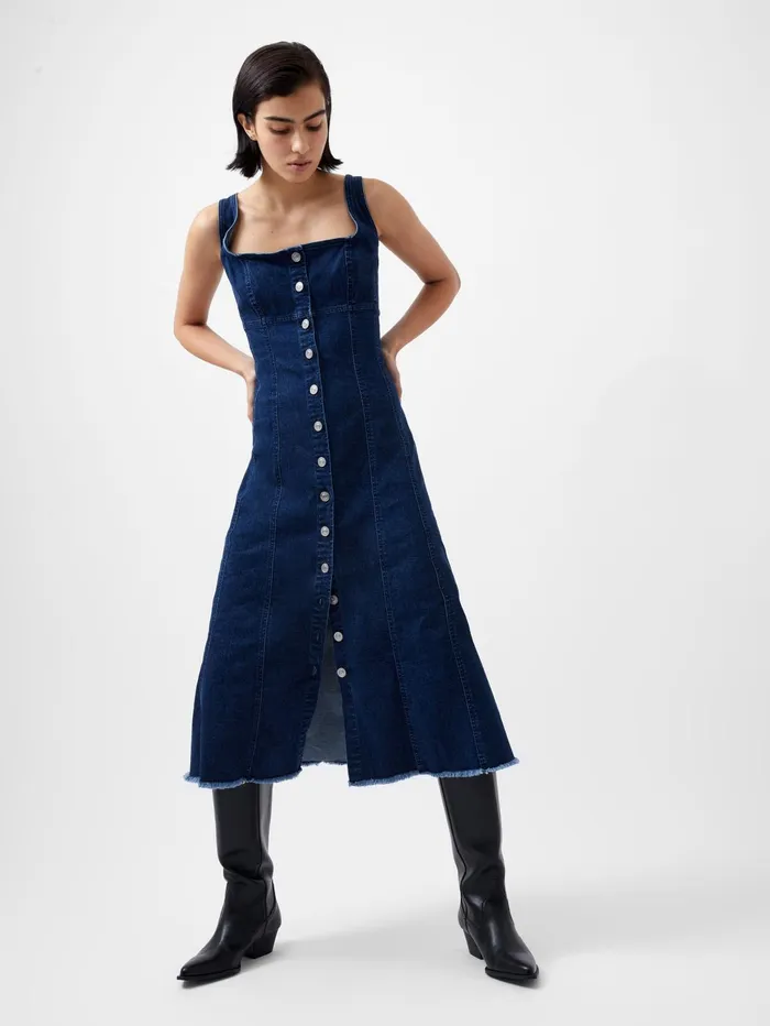 French Connection Arywode Denim Dress Mid Wash Woman Dresses