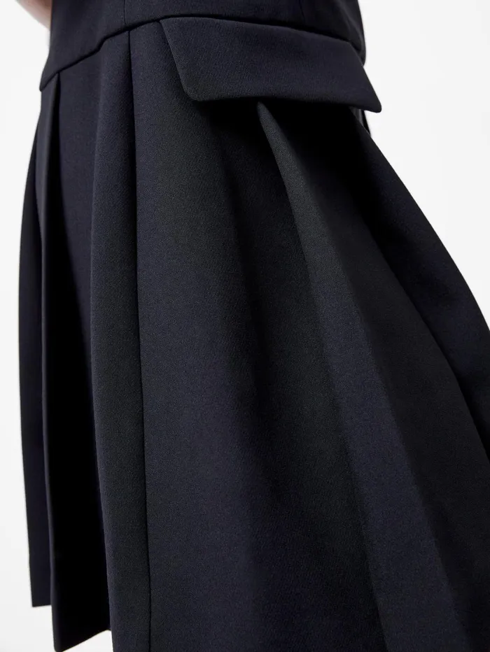 French Connection Azra Twill Pleated Mini Dress Black Woman Dresses