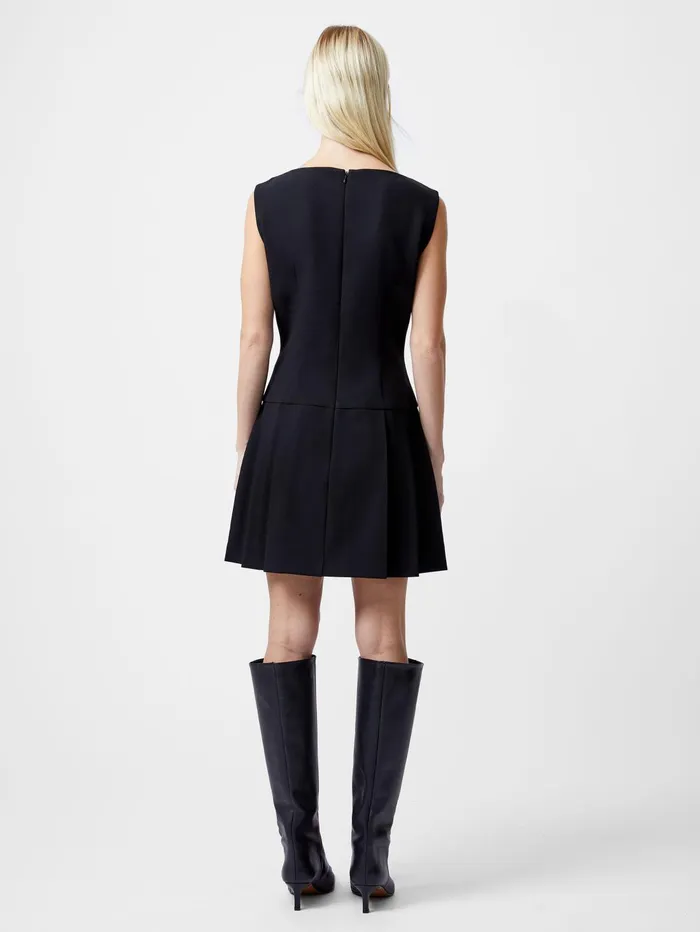 French Connection Azra Twill Pleated Mini Dress Black Woman Dresses