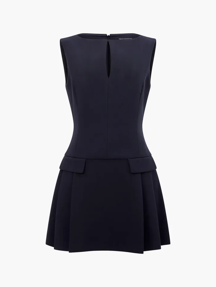 French Connection Azra Twill Pleated Mini Dress Black Woman Dresses