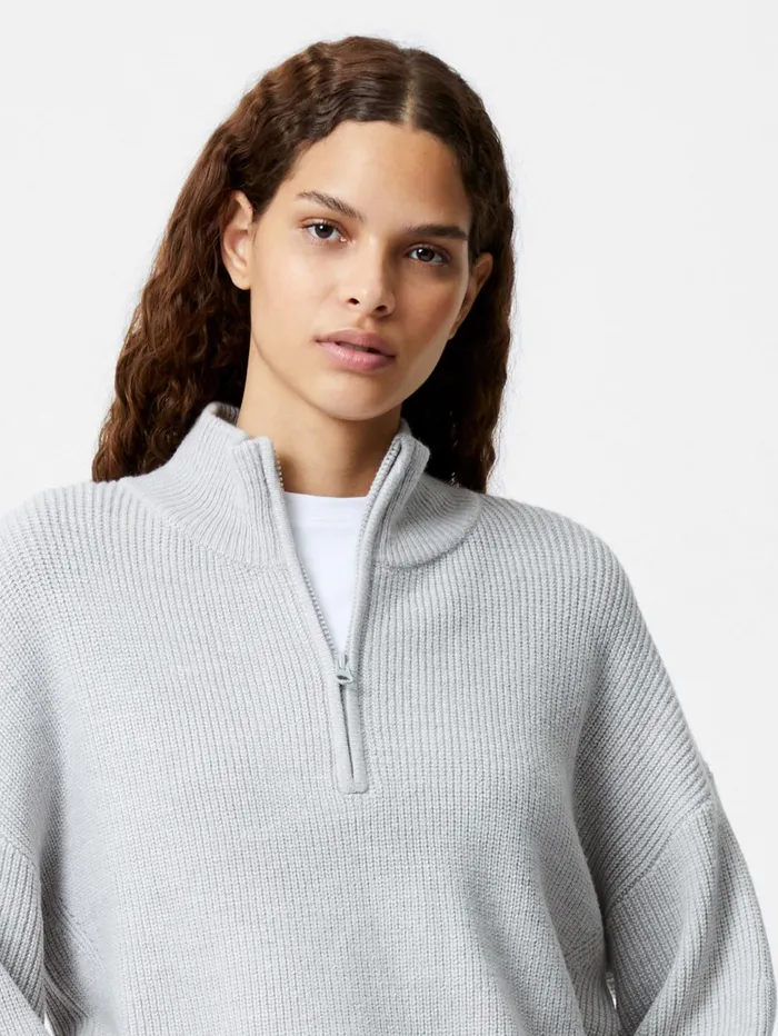 French Connection Babysoft Half Zip Jumper Lgt Grey Mel Woman Jumpers and Cardigans French Connection Babysoft Half Zip Jumper Lgt Grey Mel Woman Jumpers and Cardigans