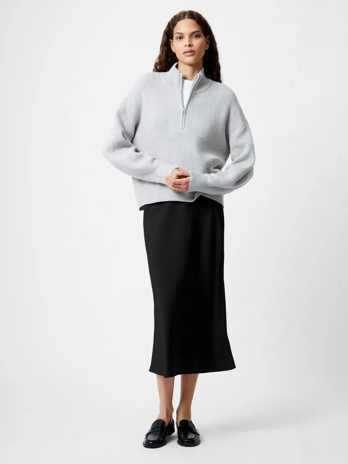 French Connection Babysoft Half Zip Jumper Lgt Grey Mel Woman Jumpers and Cardigans