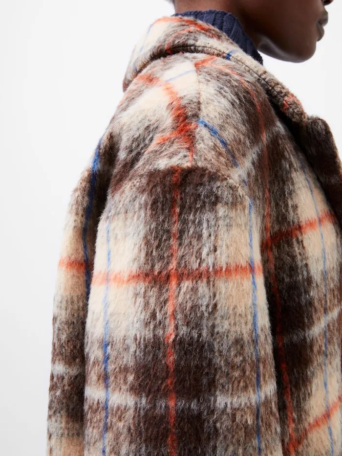 French Connection Blake Check Coat Black Multi Check Woman Coats and Jackets