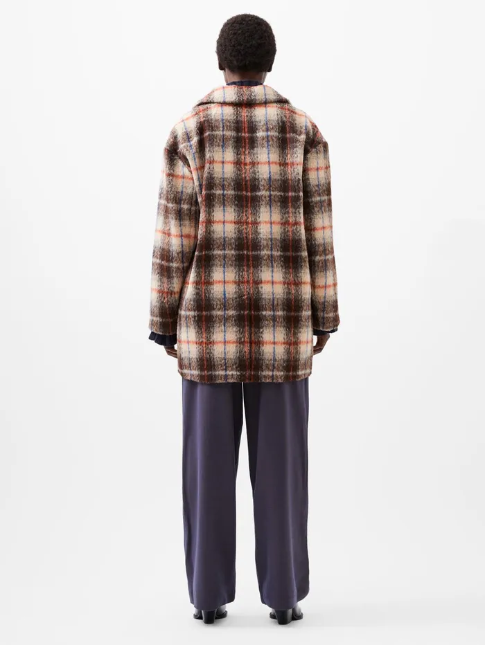French Connection Blake Check Coat Black Multi Check Woman Coats and Jackets