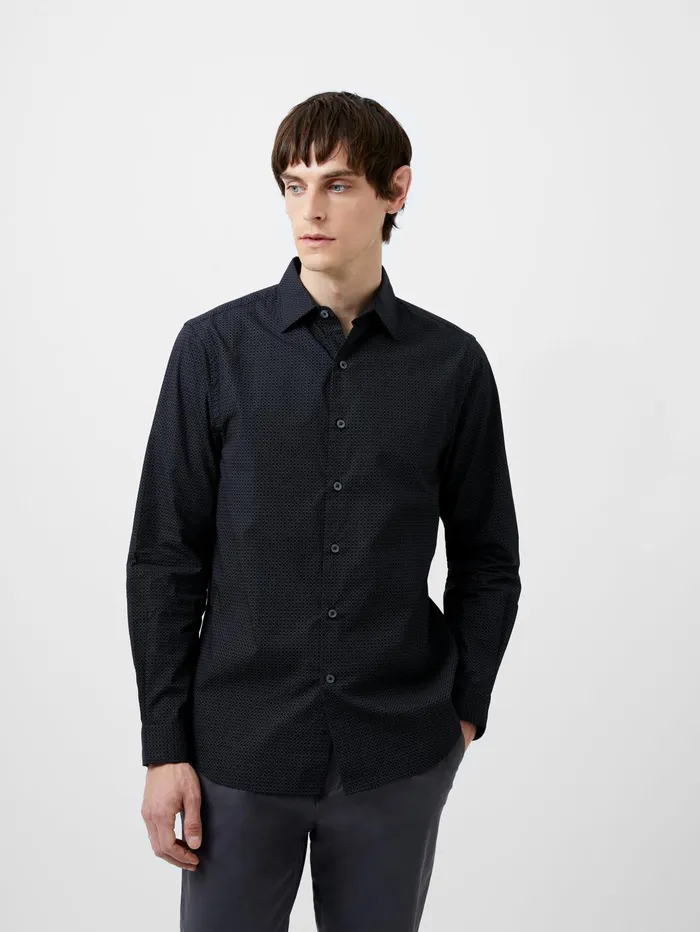 French Connection Classic Collar Printed Shirt Black Print Man Shirts