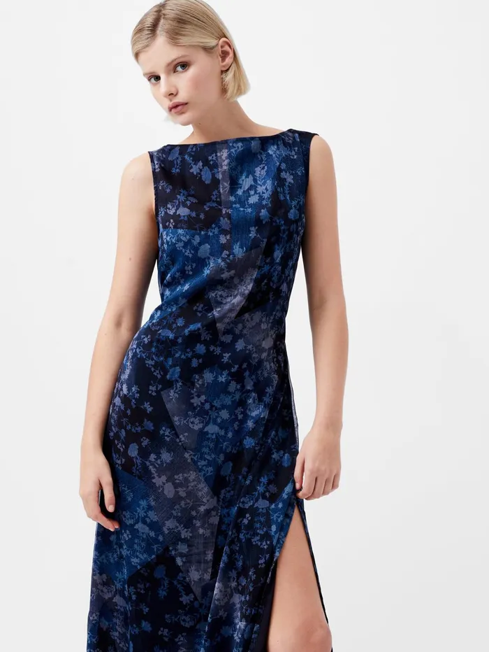 French Connection Dawn Recycled Hallie Crinkle Dress Indigo Woman Dresses