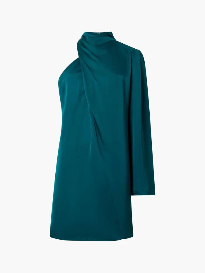 French Connection Ennis Eco Satin Asymmetric Mini Dress Forest Woman Dresses