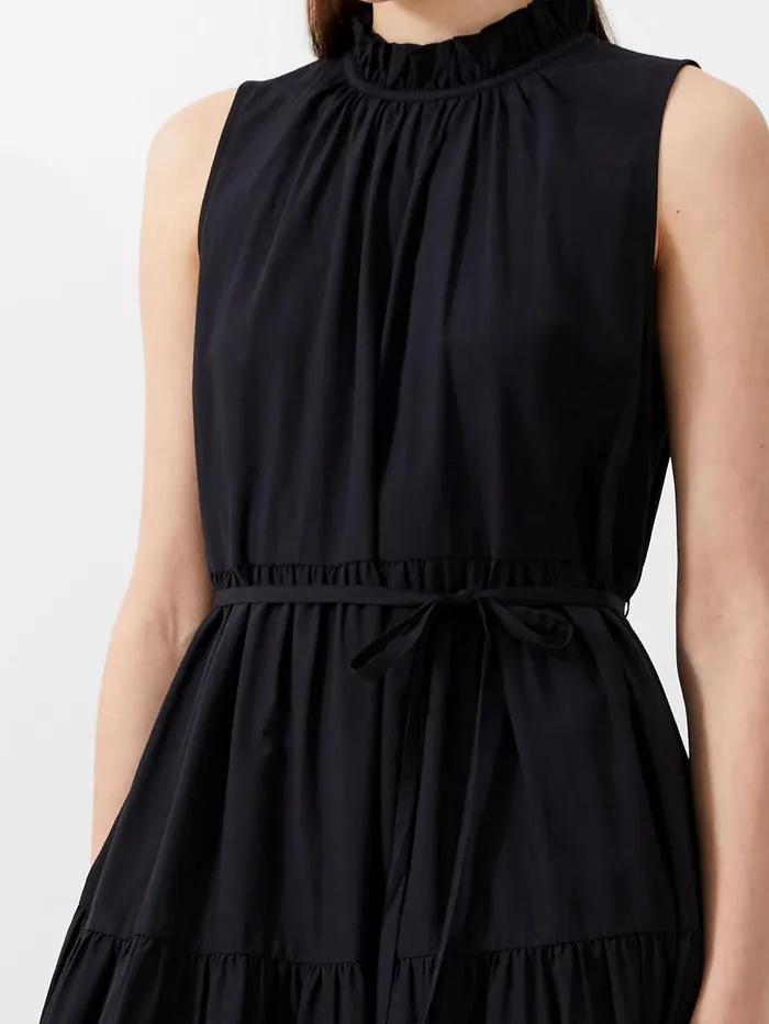French Connection Era Poplin Midi Dress Blackout Woman Maxi Dresses