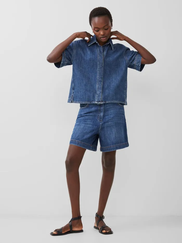 French Connection Finley Denim Short Sleeve Shirt Vintage Woman Tops