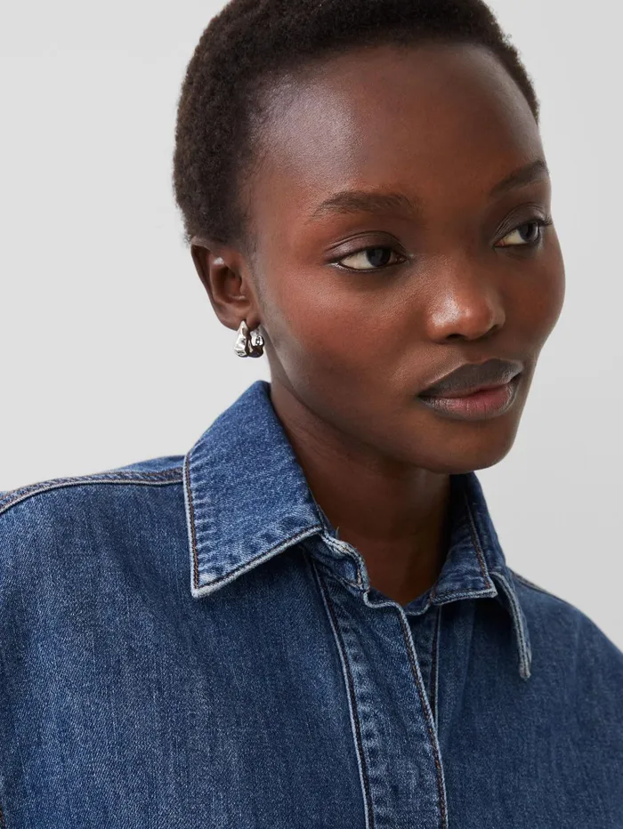 French Connection Finley Denim Short Sleeve Shirt Vintage Woman Tops