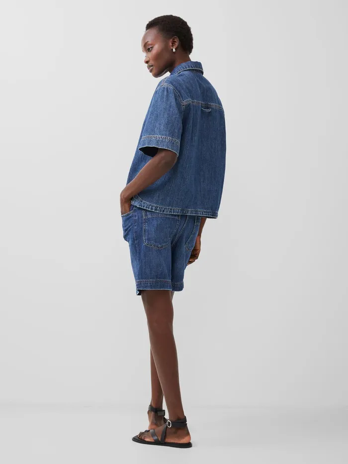 French Connection Finley Denim Short Sleeve Shirt Vintage Woman Tops