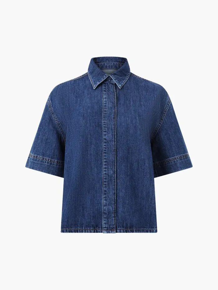 French Connection Finley Denim Short Sleeve Shirt Vintage Woman Tops