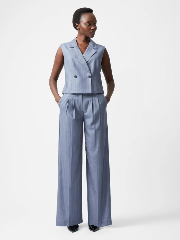 French Connection Fiorella Pinstripe Waistcoat Grey Woman Coats and Jackets