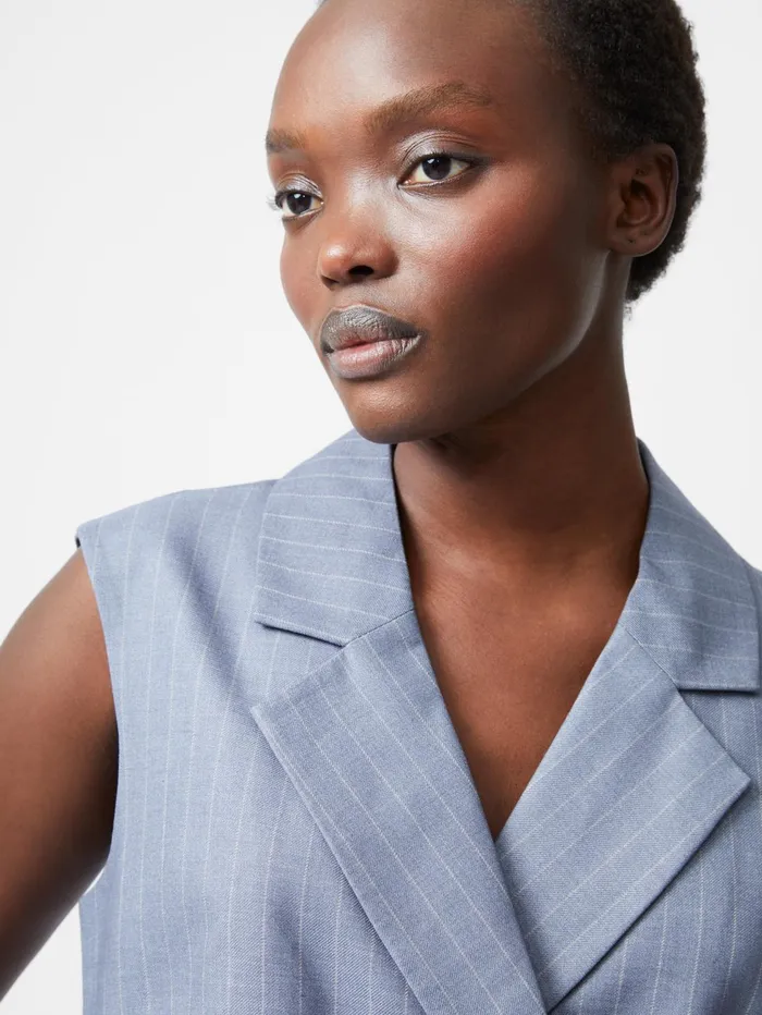 French Connection Fiorella Pinstripe Waistcoat Grey Woman Coats and Jackets