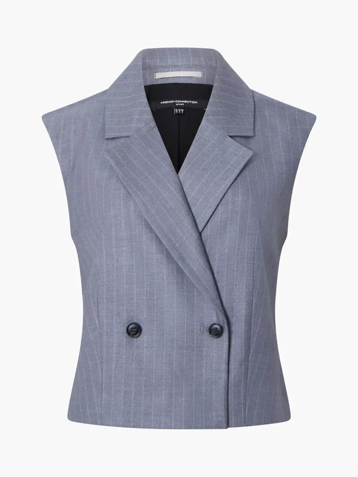 French Connection Fiorella Pinstripe Waistcoat Grey Woman Coats and Jackets