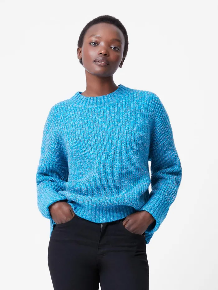 French Connection Fisherman Crew Neck Jumper Blue Jewel Woman Jumpers and Cardigans French Connection Fisherman Crew Neck Jumper Blue Jewel Woman Jumpers and Cardigans