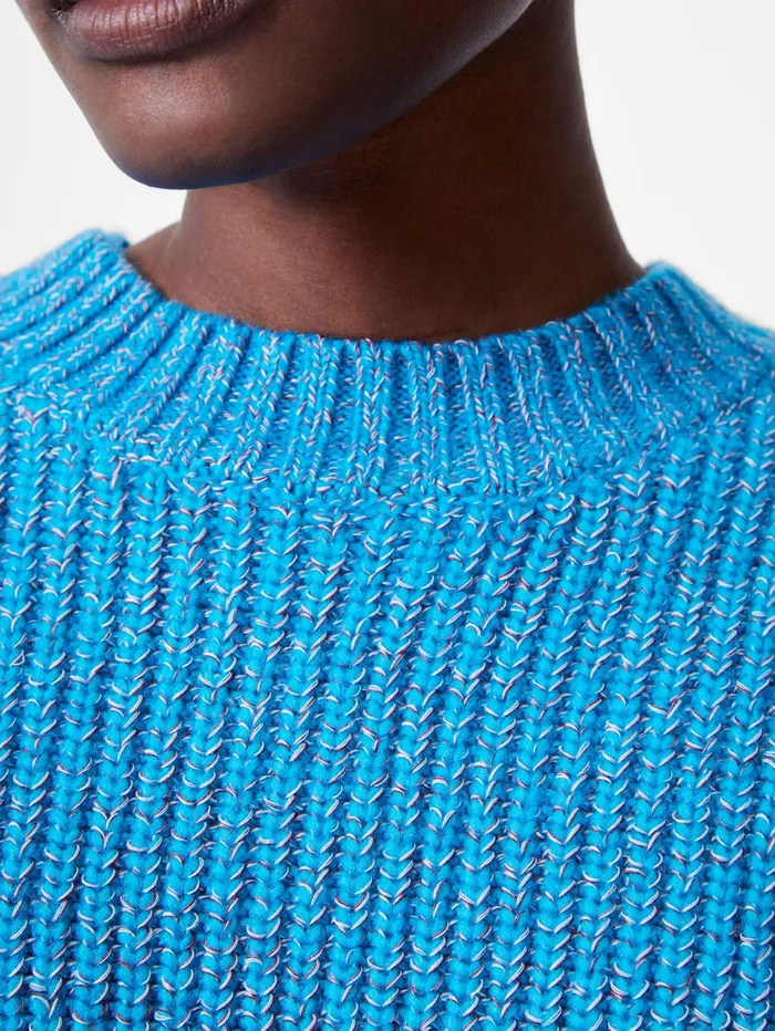 French Connection Fisherman Crew Neck Jumper Blue Jewel Woman Jumpers and Cardigans