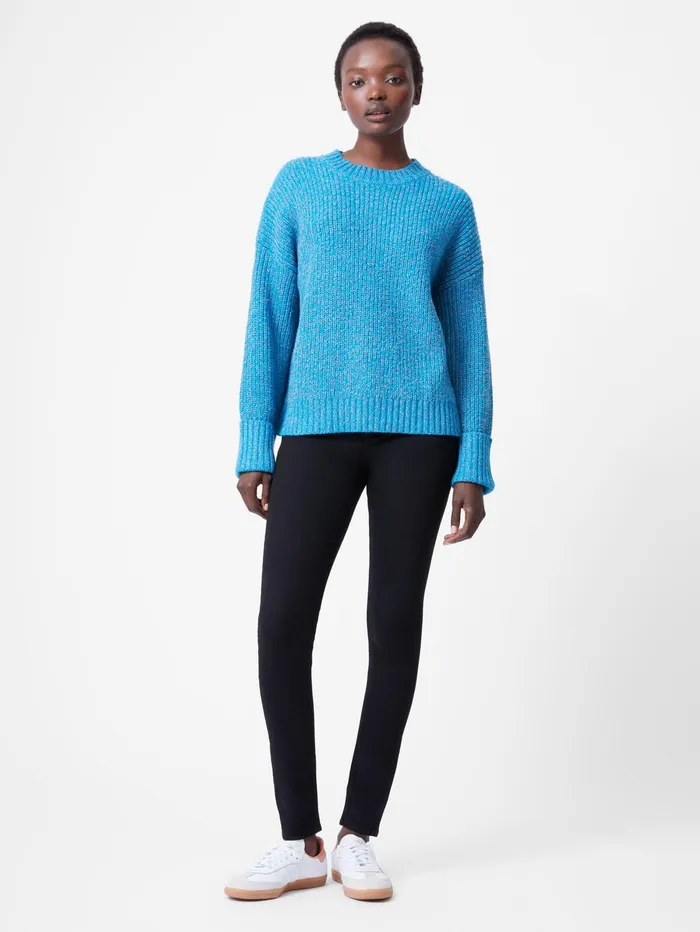 French Connection Fisherman Crew Neck Jumper Blue Jewel Woman Jumpers and Cardigans