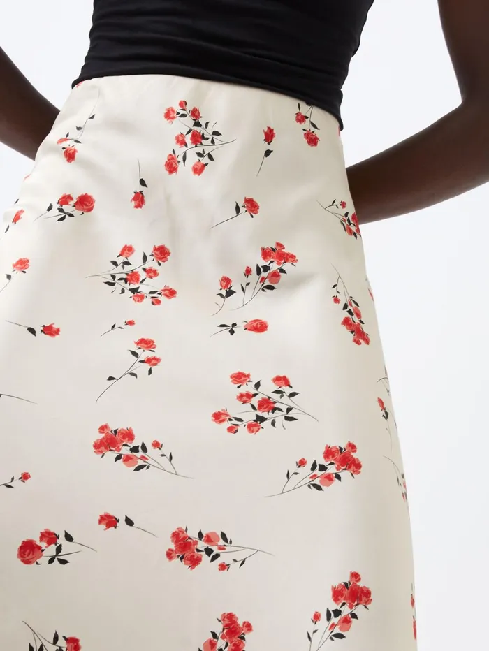 French Connection Floramour Ennis Eco Satin Maxi Skirt Classic Cream Multi Woman Skirts