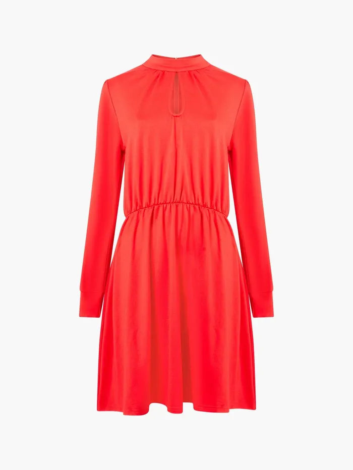 French Connection High Neck Keyhole Ponte Mini Dress Red Woman Dresses