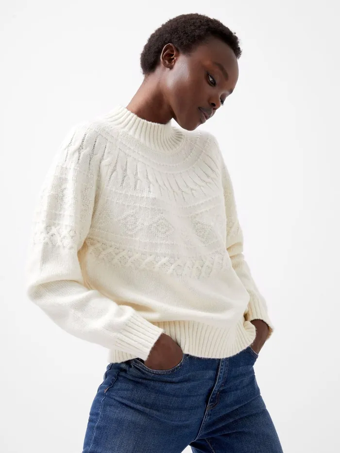 French Connection Kessey High Neck Jumper Porcelain Cream Woman Jumpers and Cardigans