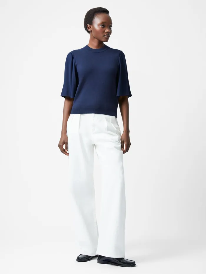 French Connection Krista Knits Flared Sleeve Jumper Marine Woman Jumpers and Cardigans