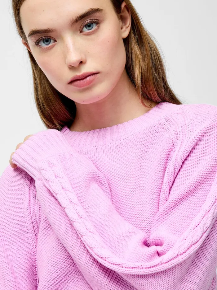 French Connection Lily Cable Knit Balloon Sleeve Jumper Bubblegum Pink Woman Jumpers and Cardigans French Connection Lily Cable Knit Balloon Sleeve Jumper Bubblegum Pink Woman Jumpers and Cardigans