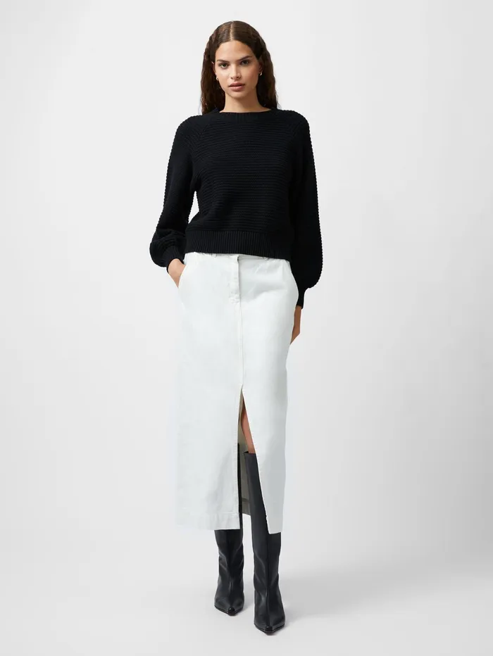 French Connection Lily Mozart Bishop Sleeve Jumper Black Woman Jumpers and Cardigans