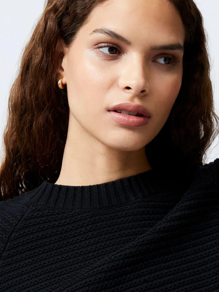 French Connection Lily Mozart Bishop Sleeve Jumper Black Woman Jumpers and Cardigans