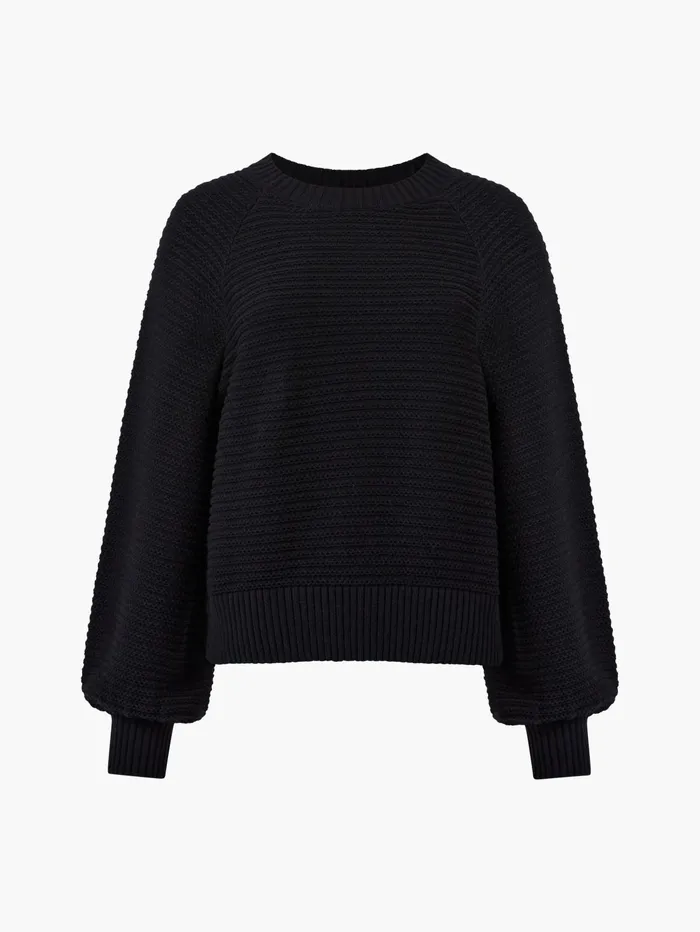 French Connection Lily Mozart Bishop Sleeve Jumper Black Woman Jumpers and Cardigans