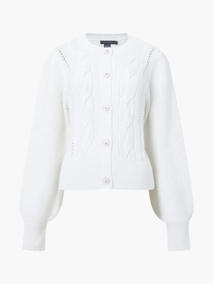 French Connection Lissie Cable Cardigan Winter White Woman Jumpers and Cardigans French Connection Lissie Cable Cardigan Winter White Woman Jumpers and Cardigans