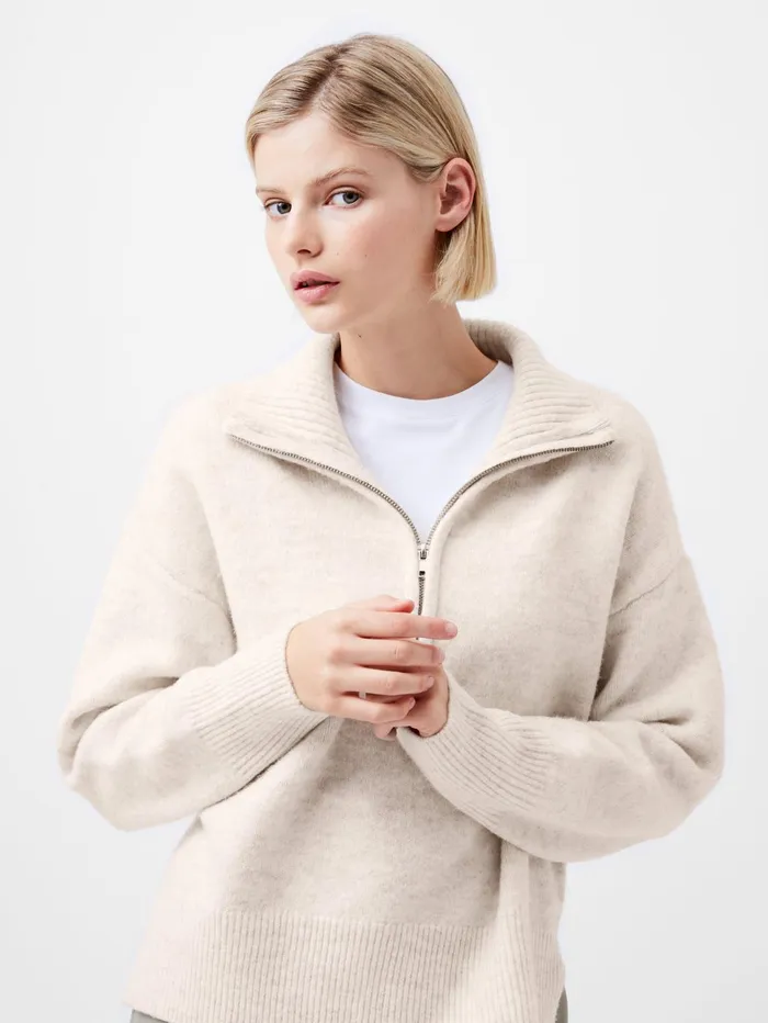 French Connection Maddox Half Zip Jumper Oatmeal Mel Woman Jumpers and Cardigans French Connection Maddox Half Zip Jumper Oatmeal Mel Woman Jumpers and Cardigans