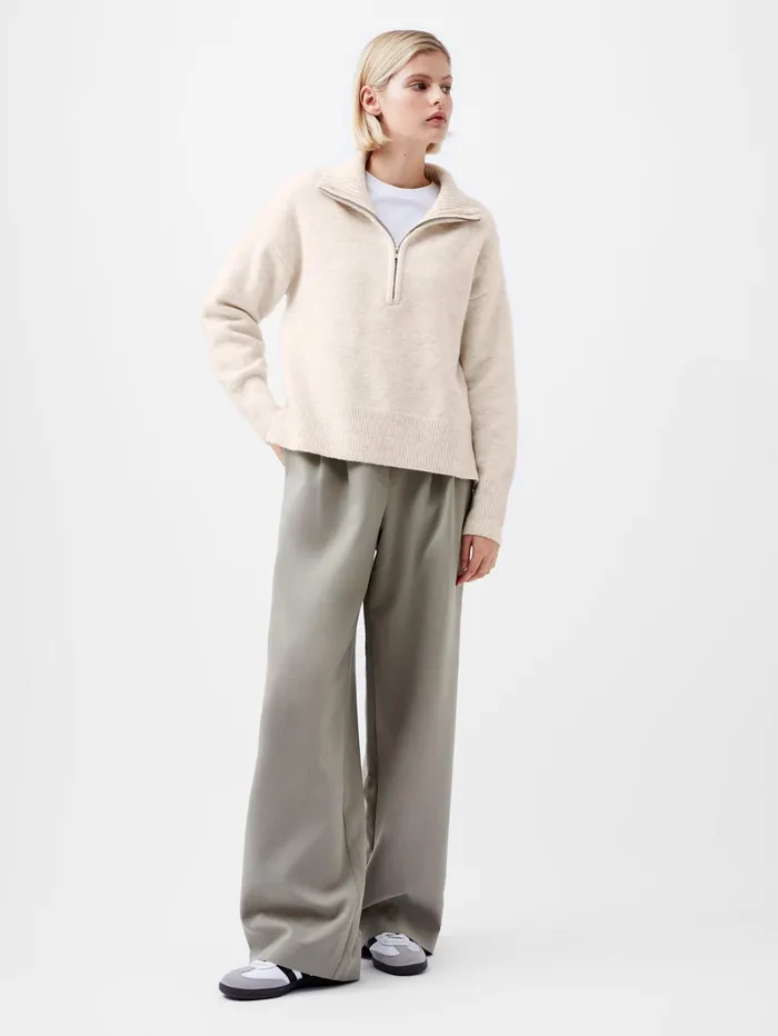 French Connection Maddox Half Zip Jumper Oatmeal Mel Woman Jumpers and Cardigans