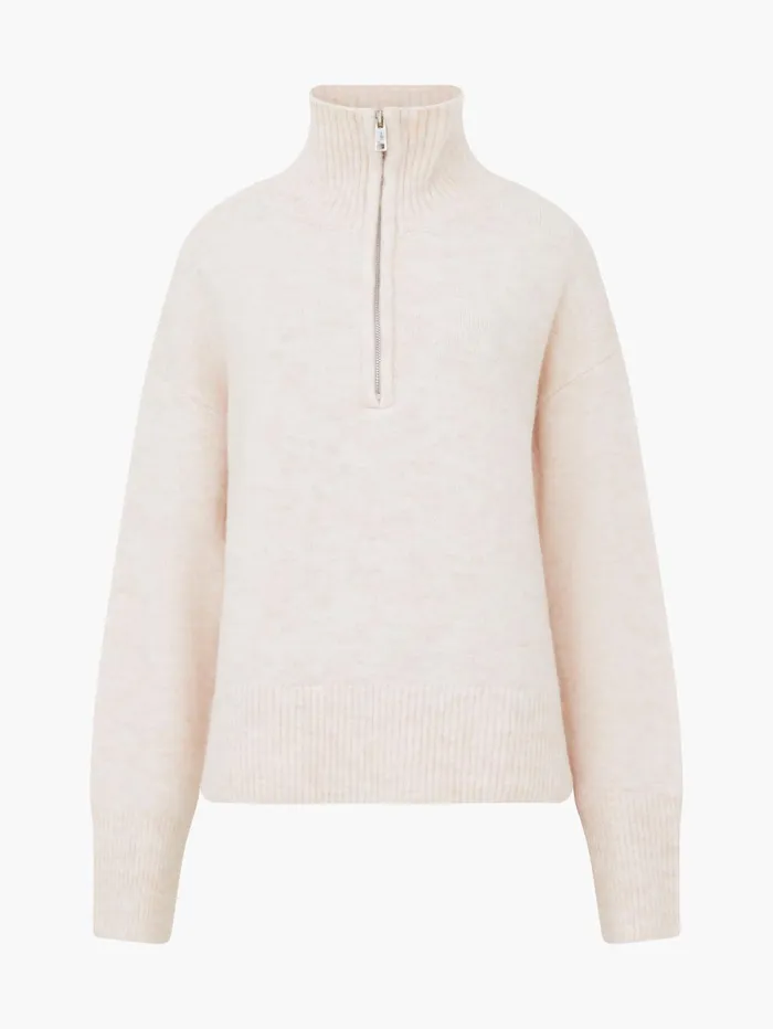 French Connection Maddox Half Zip Jumper Oatmeal Mel Woman Jumpers and Cardigans