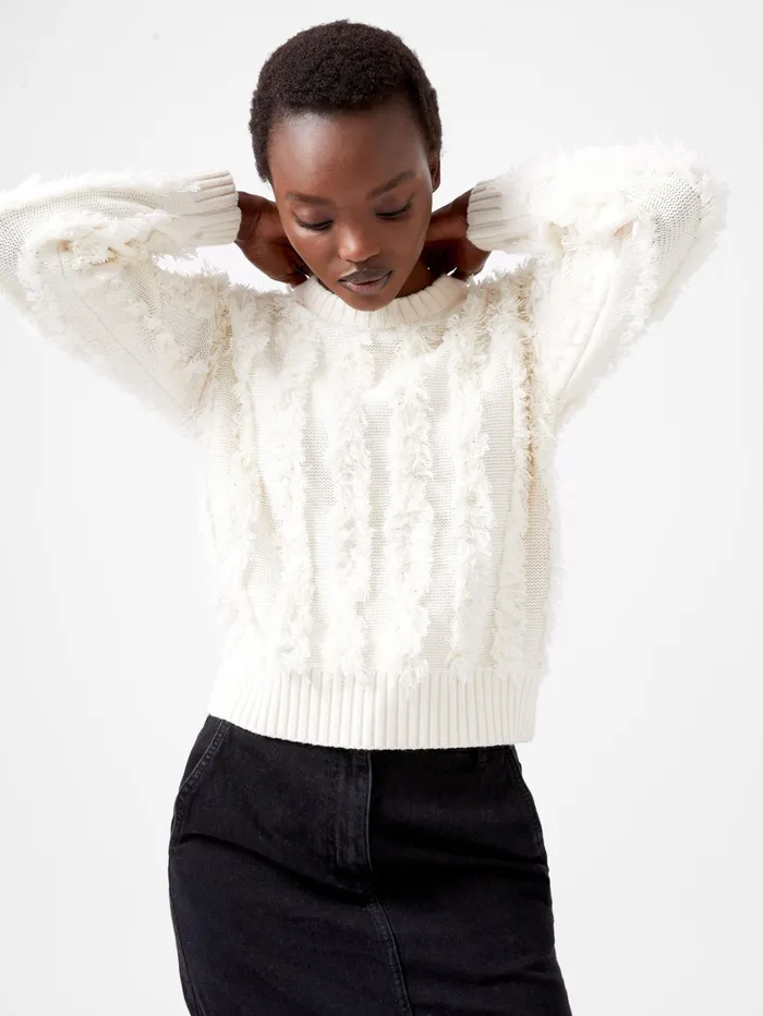 French Connection Malika Fringed Jumper Classic Cream Woman Jumpers and Cardigans French Connection Malika Fringed Jumper Classic Cream Woman Jumpers and Cardigans