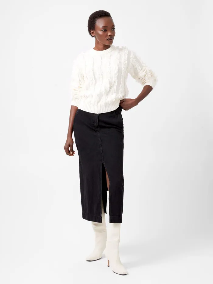 French Connection Malika Fringed Jumper Classic Cream Woman Jumpers and Cardigans