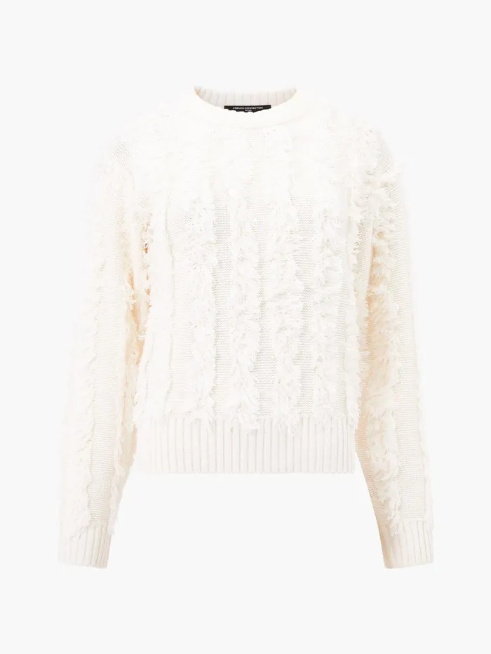 French Connection Malika Fringed Jumper Classic Cream Woman Jumpers and Cardigans